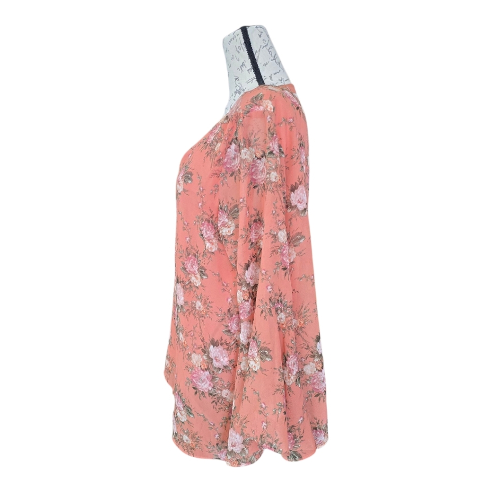Zac & Rachel Floral Blouse in Peach and Pink - Picture 4 of 10